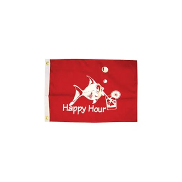 5418 – TAYLOR MADE Flag, Happy Hour Flag 12 Inch Length x 18 Inch Height Without Staff With 2 Mounting Grommets